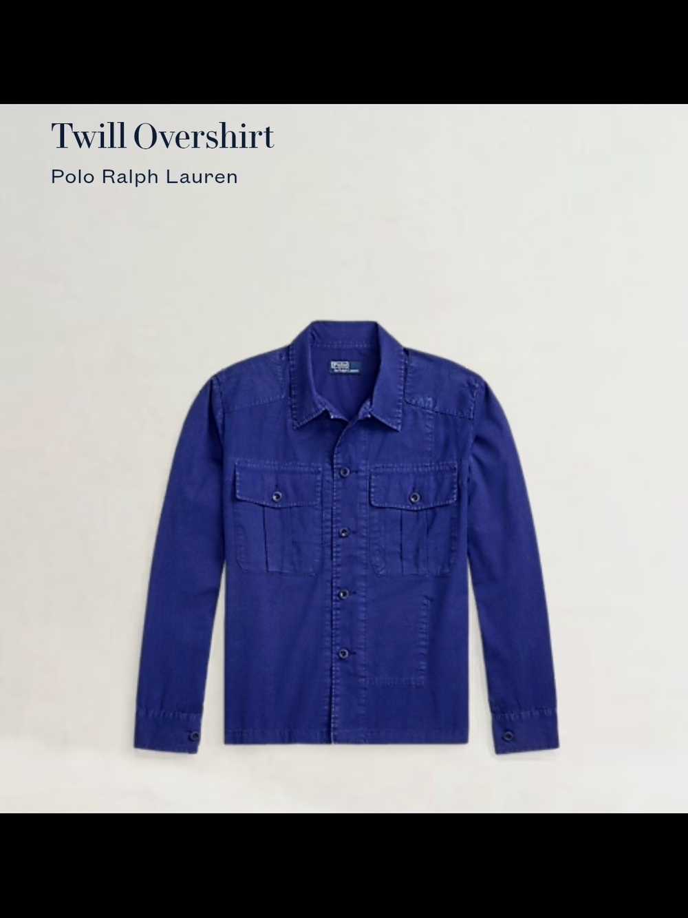 Polo by Ralph Lauren Men’s Royal Blue Twill Overshirt